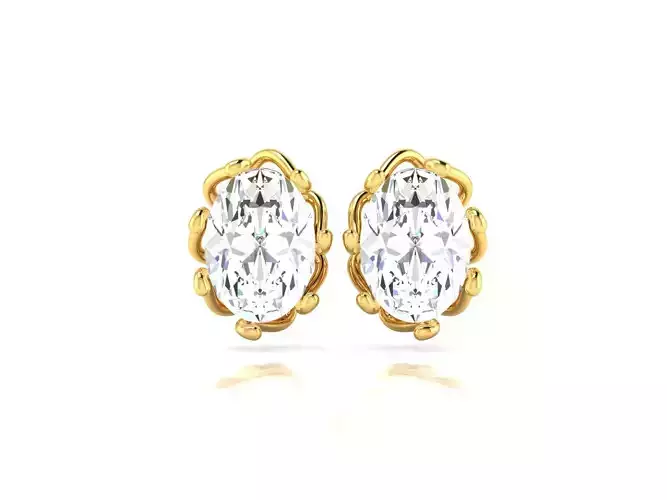 Women Oval Stone Earring 3dm STL OBJ FBX Render Details