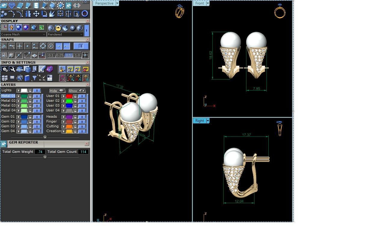 Women Earring 3dm STL OBJ FBX Render Details 3D print model_6