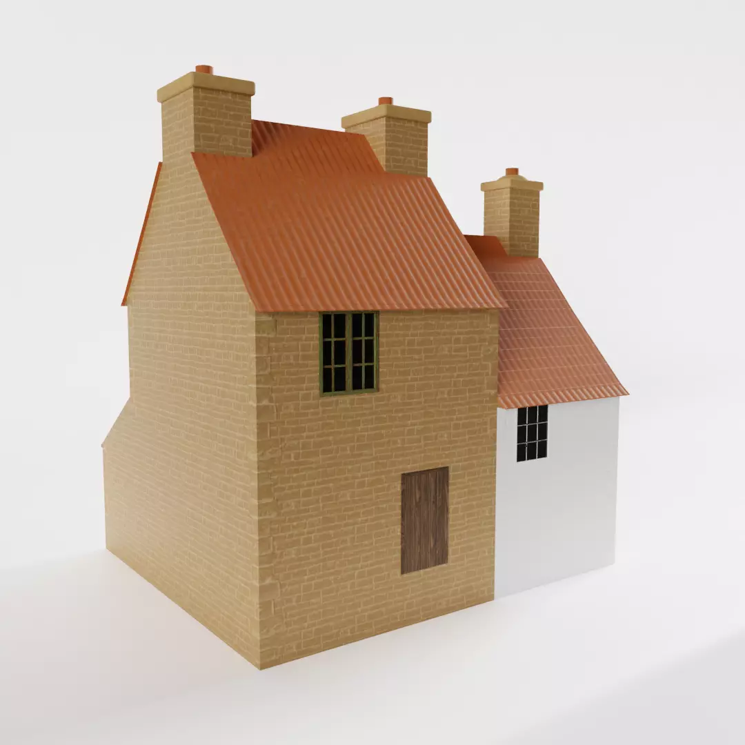 Small Stone Cottage Low-poly 3D model_0