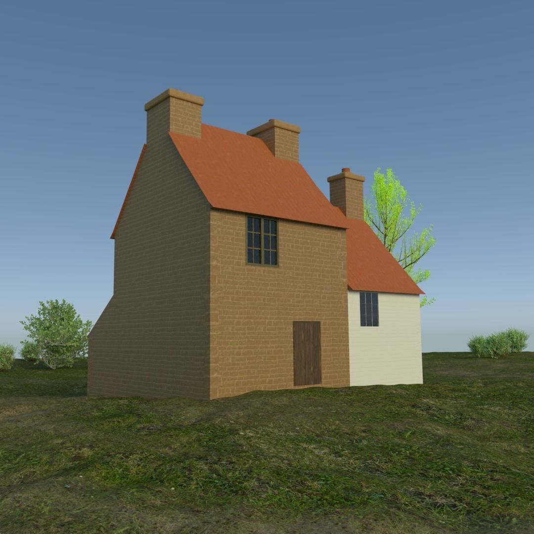 Small Stone Cottage Low-poly 3D model_5