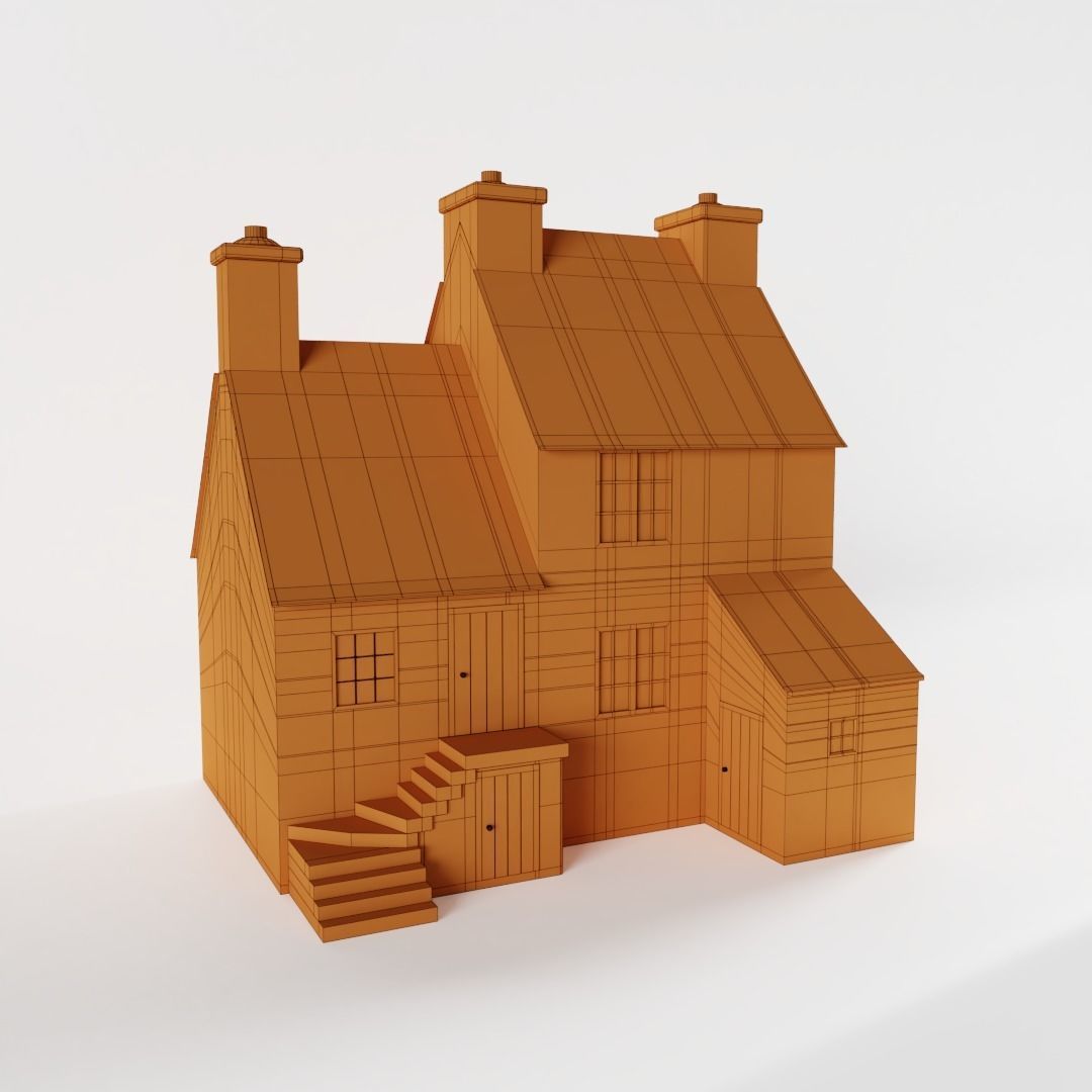 Small Stone Cottage Low-poly 3D model_3