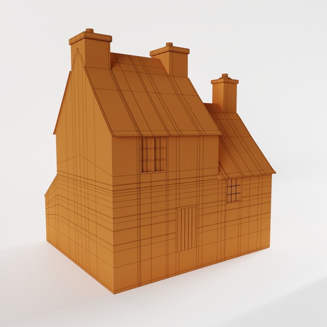 Small Stone Cottage Low-poly 3D model_4