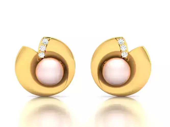 Women Opal Stone Earring 3dm STL OBJ FBX Render Details
