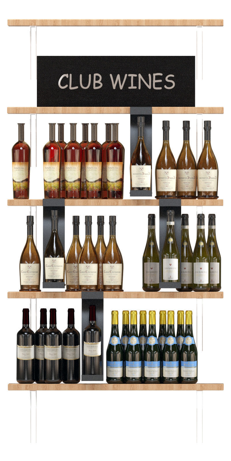 Showcase with collection wine 3D model_3