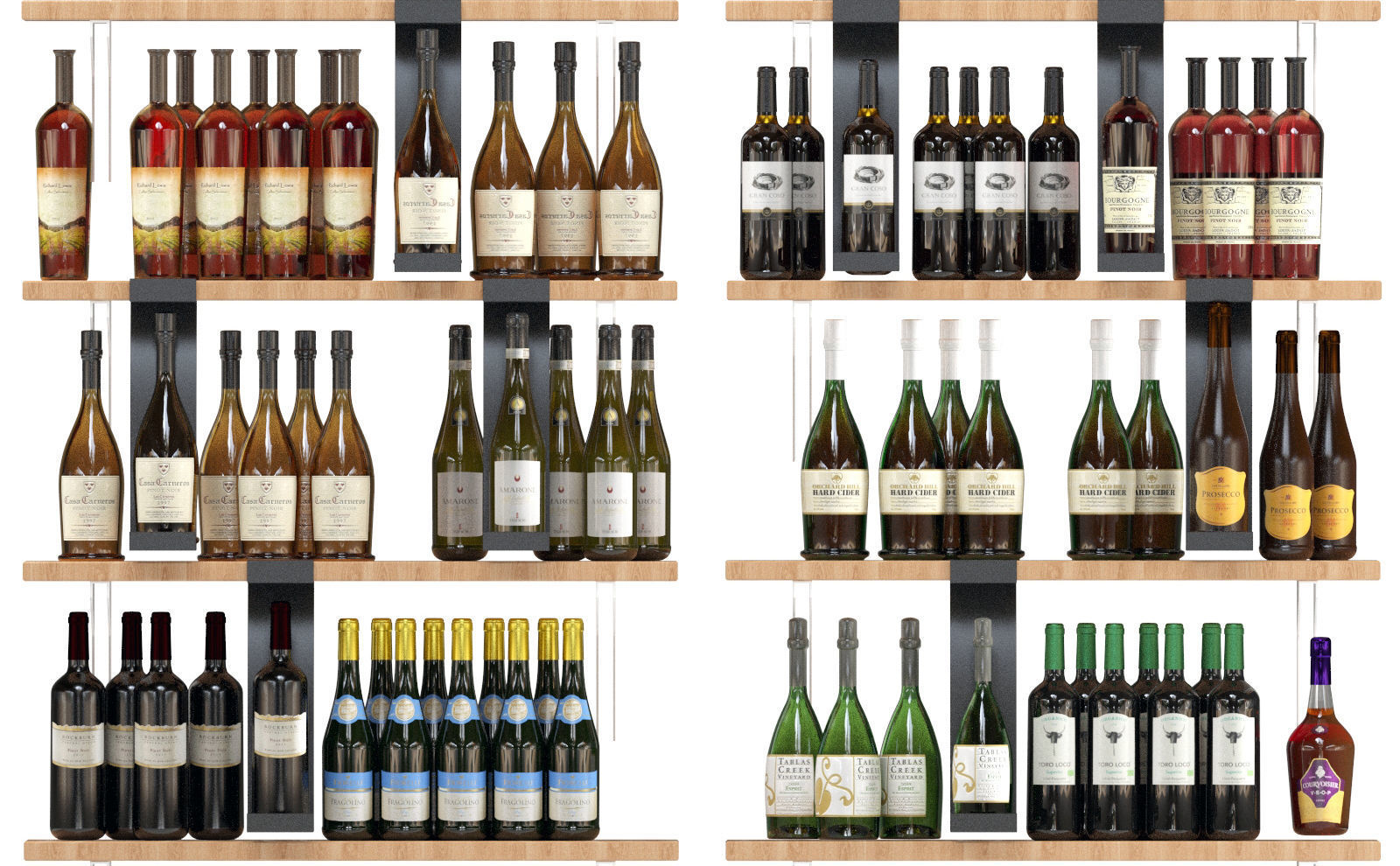 Showcase with collection wine 3D model_4