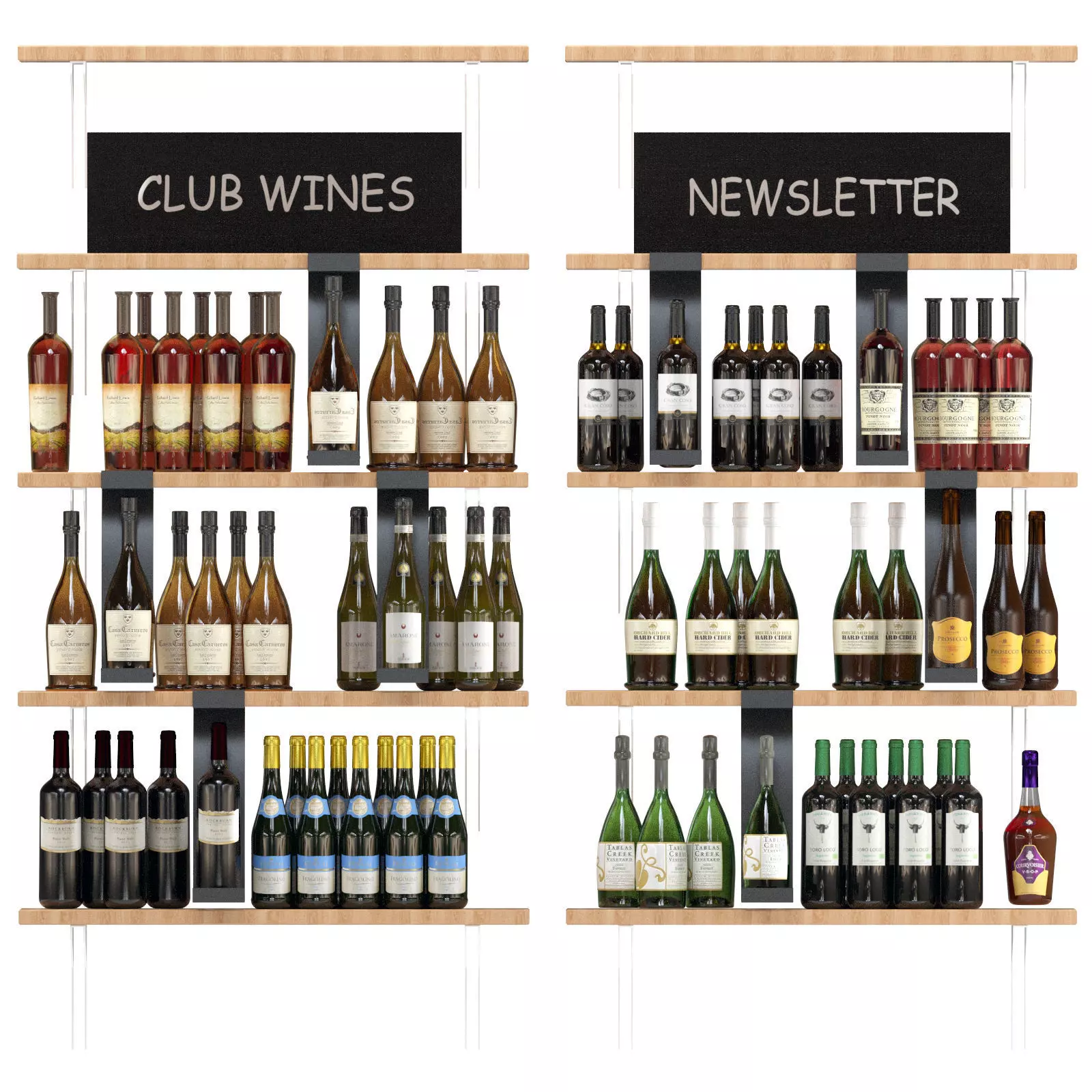 Showcase with collection wine 3D model_0