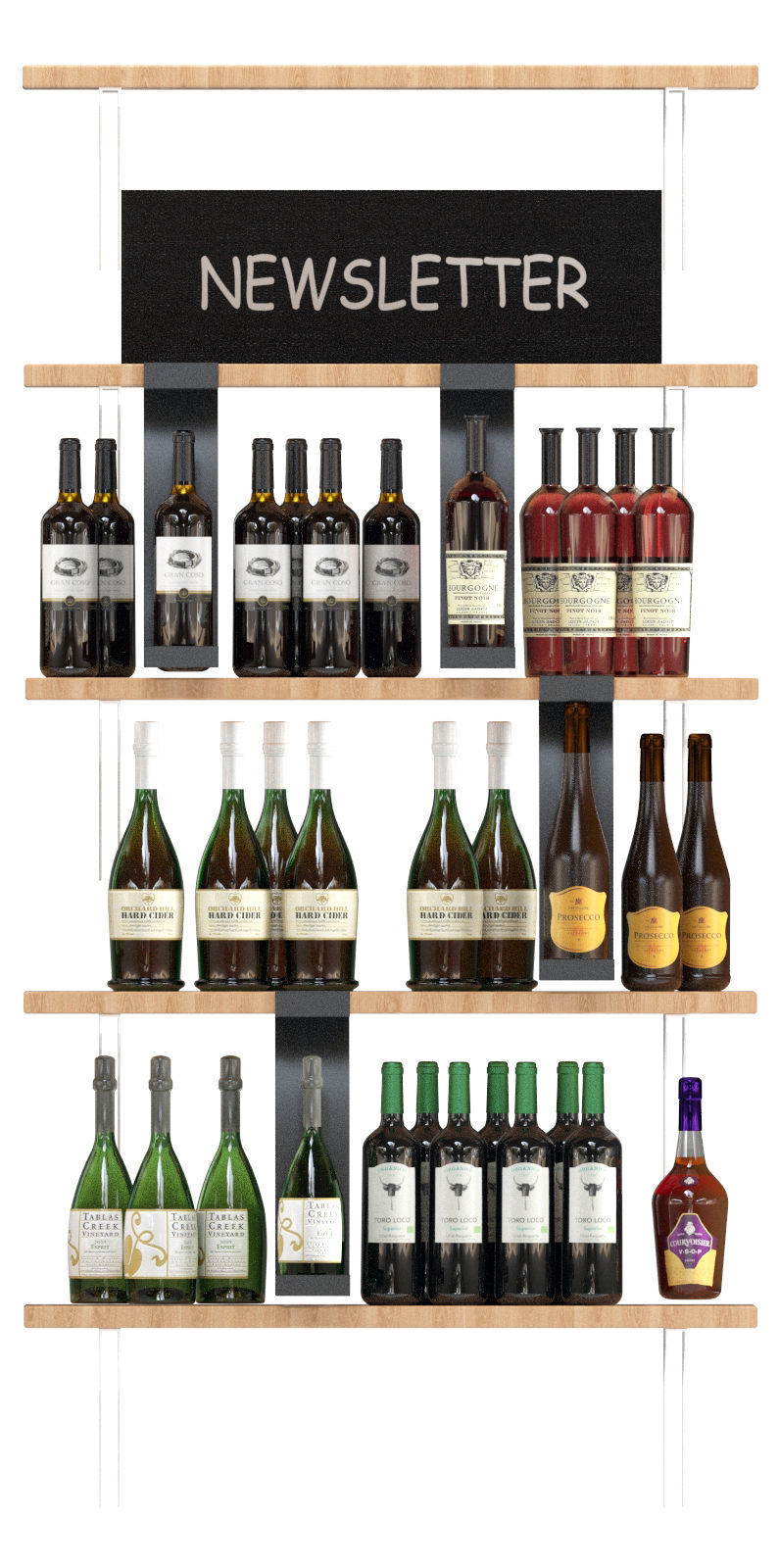 Showcase with collection wine 3D model_2