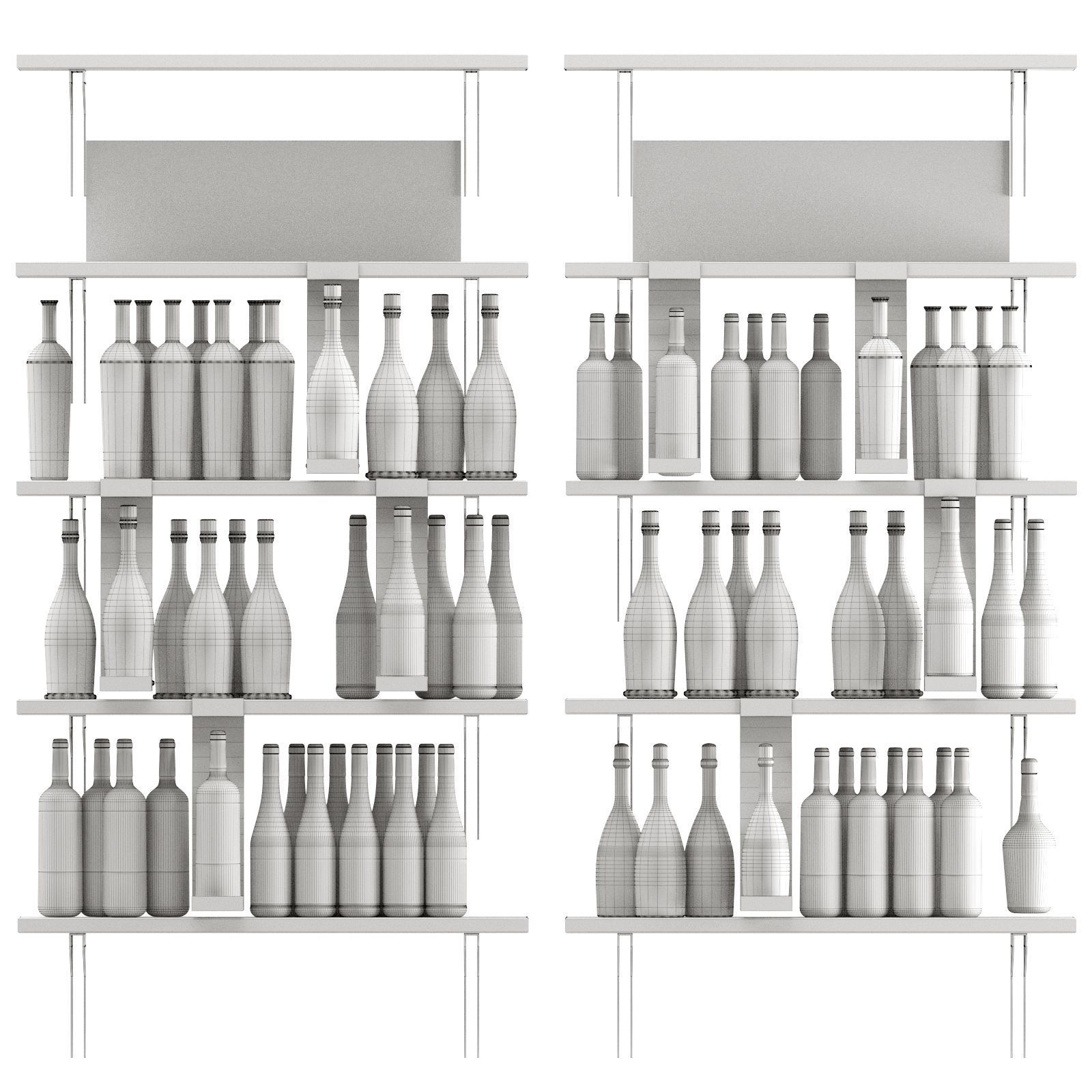 Showcase with collection wine 3D model_1