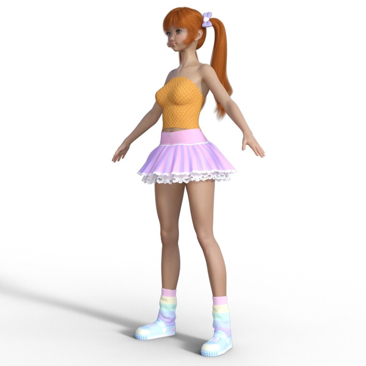 3D Anime Girl Character 3D model_9