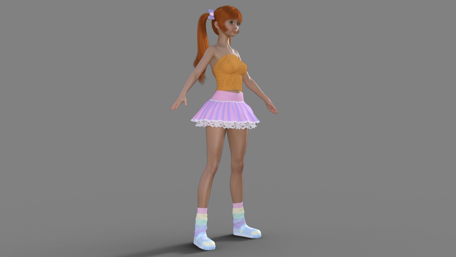 3D Anime Girl Character 3D model_7