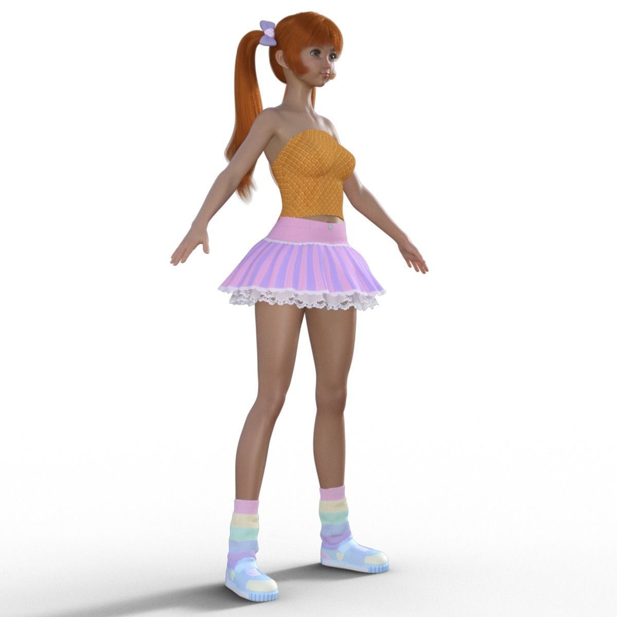 3D Anime Girl Character 3D model_15