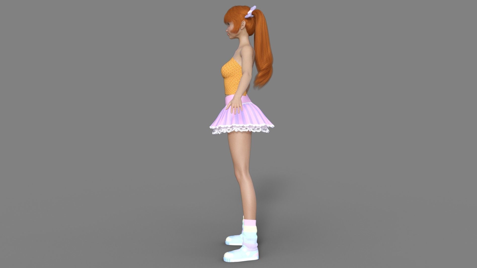3D Anime Girl Character 3D model_2