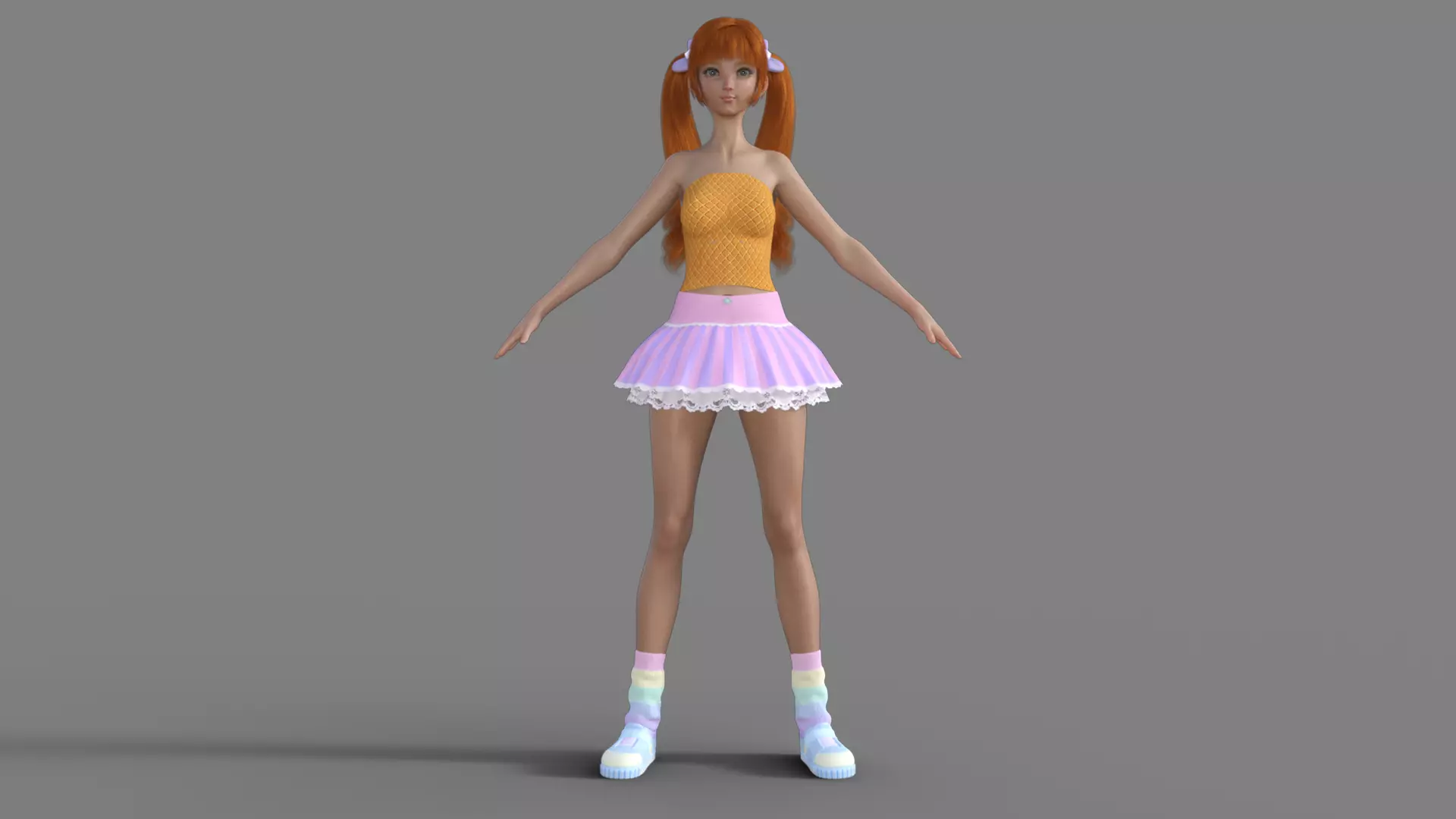 3D Anime Girl Character 3D model_0
