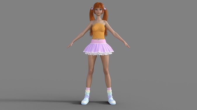 3D Anime Girl Character 3D model