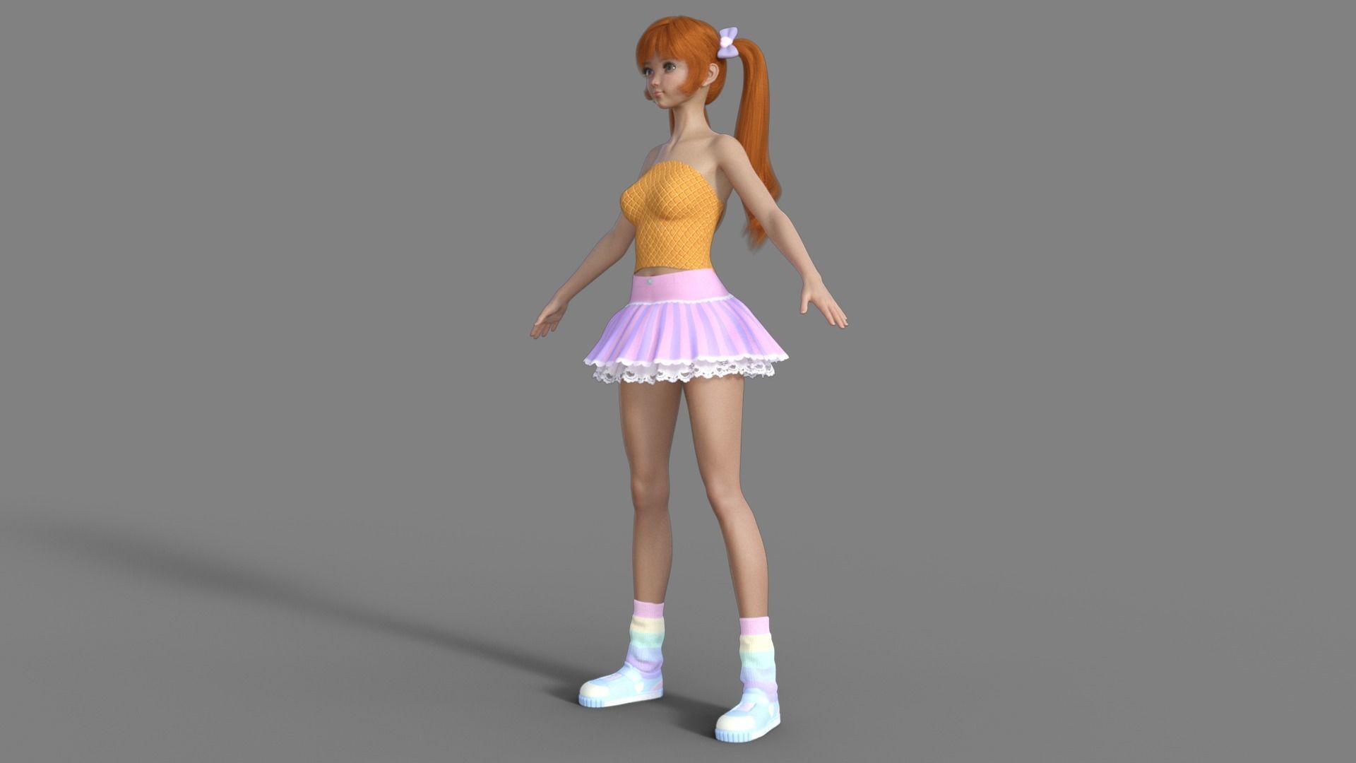3D Anime Girl Character 3D model_1