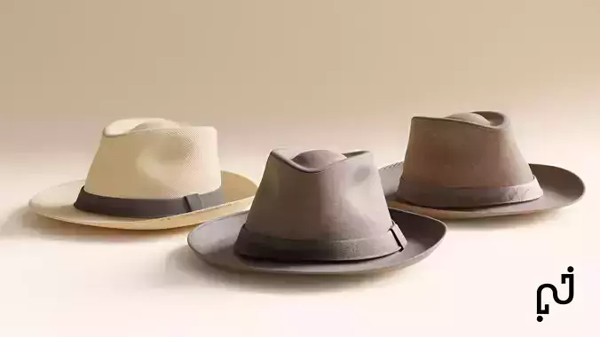 Fedora hat 3 Realistic materials pack unlimited colors Low-poly 3D model