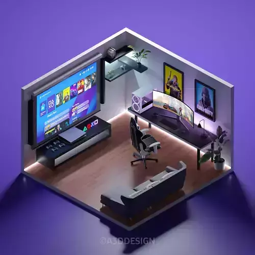 Low poly game room 