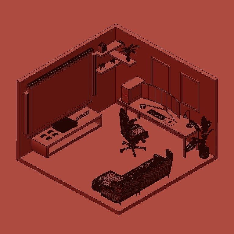 Low poly game room  Low-poly 3D model_2