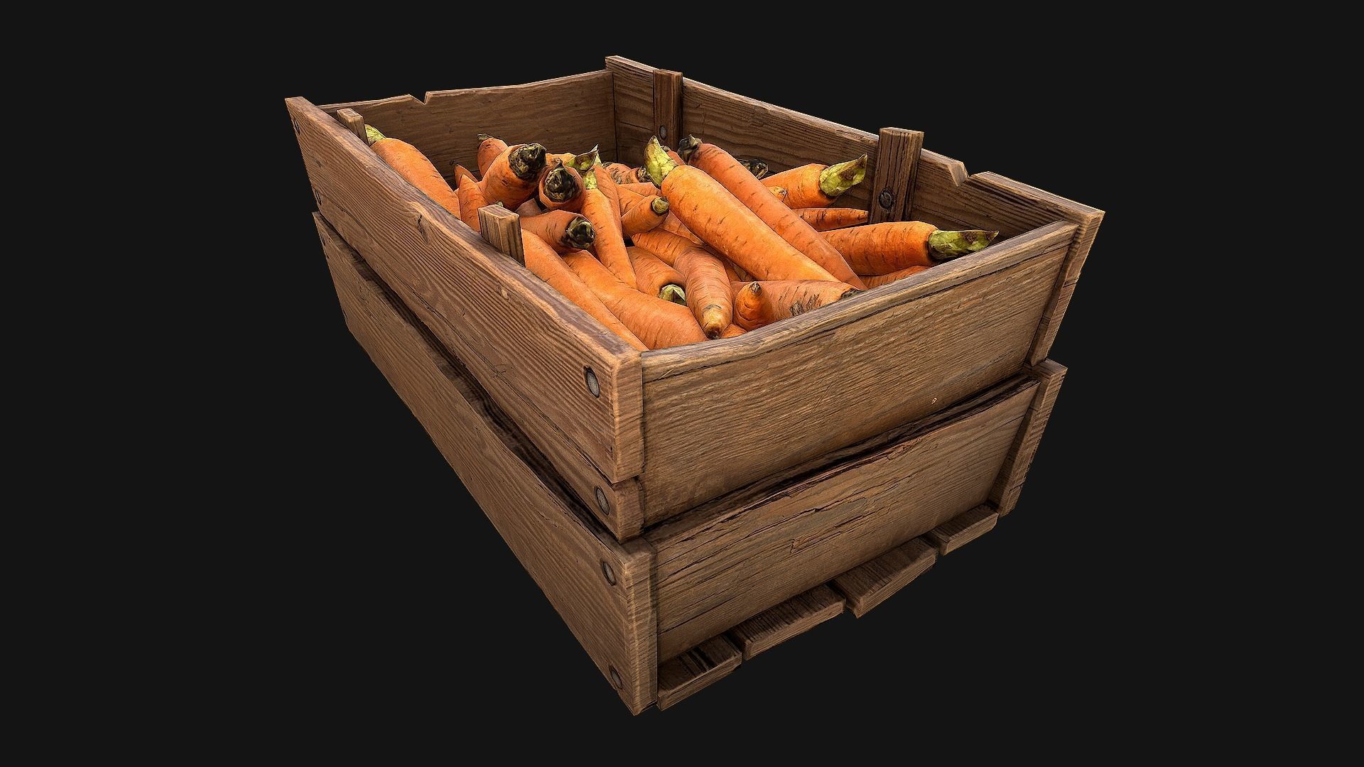 Carrots  Box Crate Stand Low-poly 3D model_19