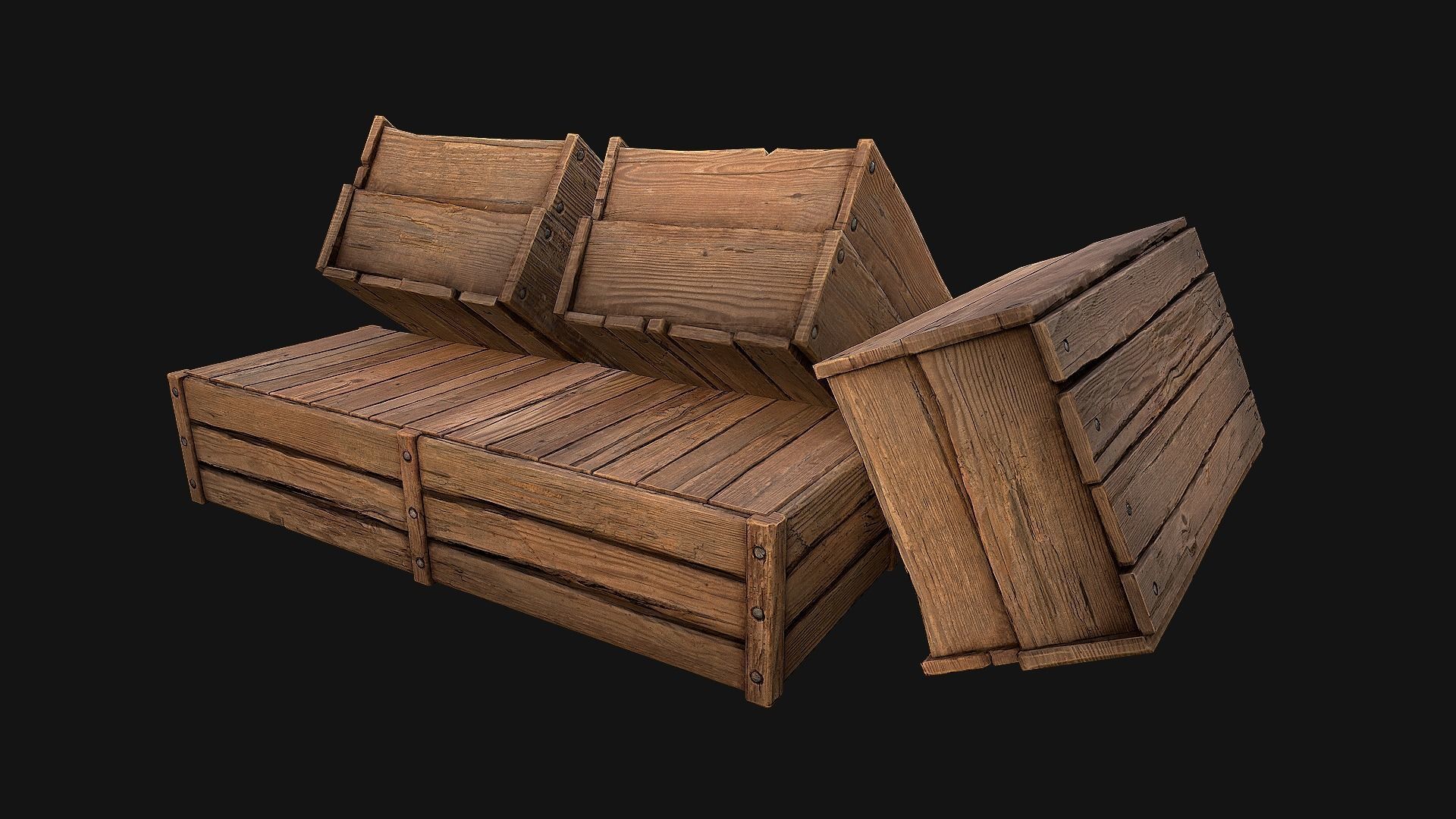 Carrots  Box Crate Stand Low-poly 3D model_16