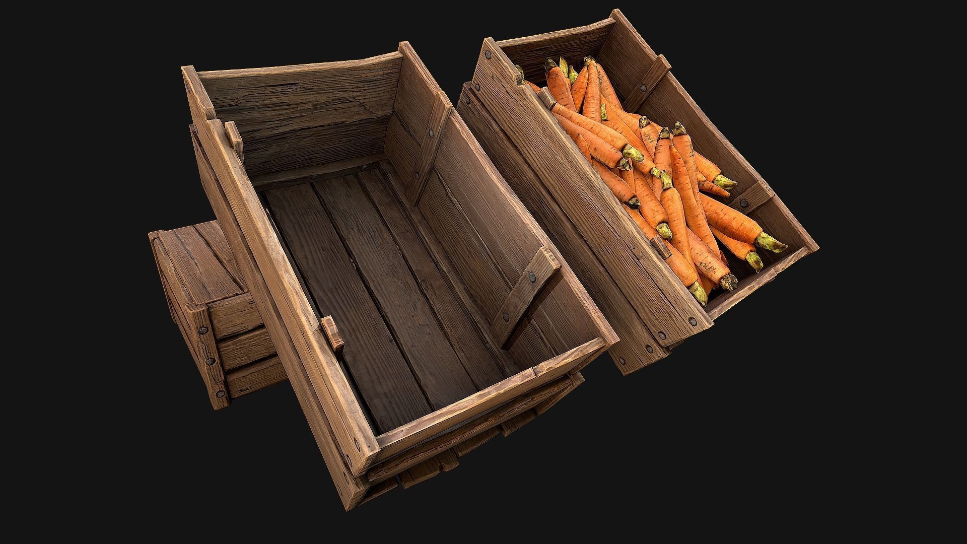 Carrots  Box Crate Stand Low-poly 3D model_10