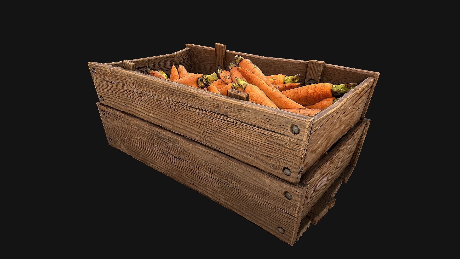 Carrots  Box Crate Stand Low-poly 3D model_21