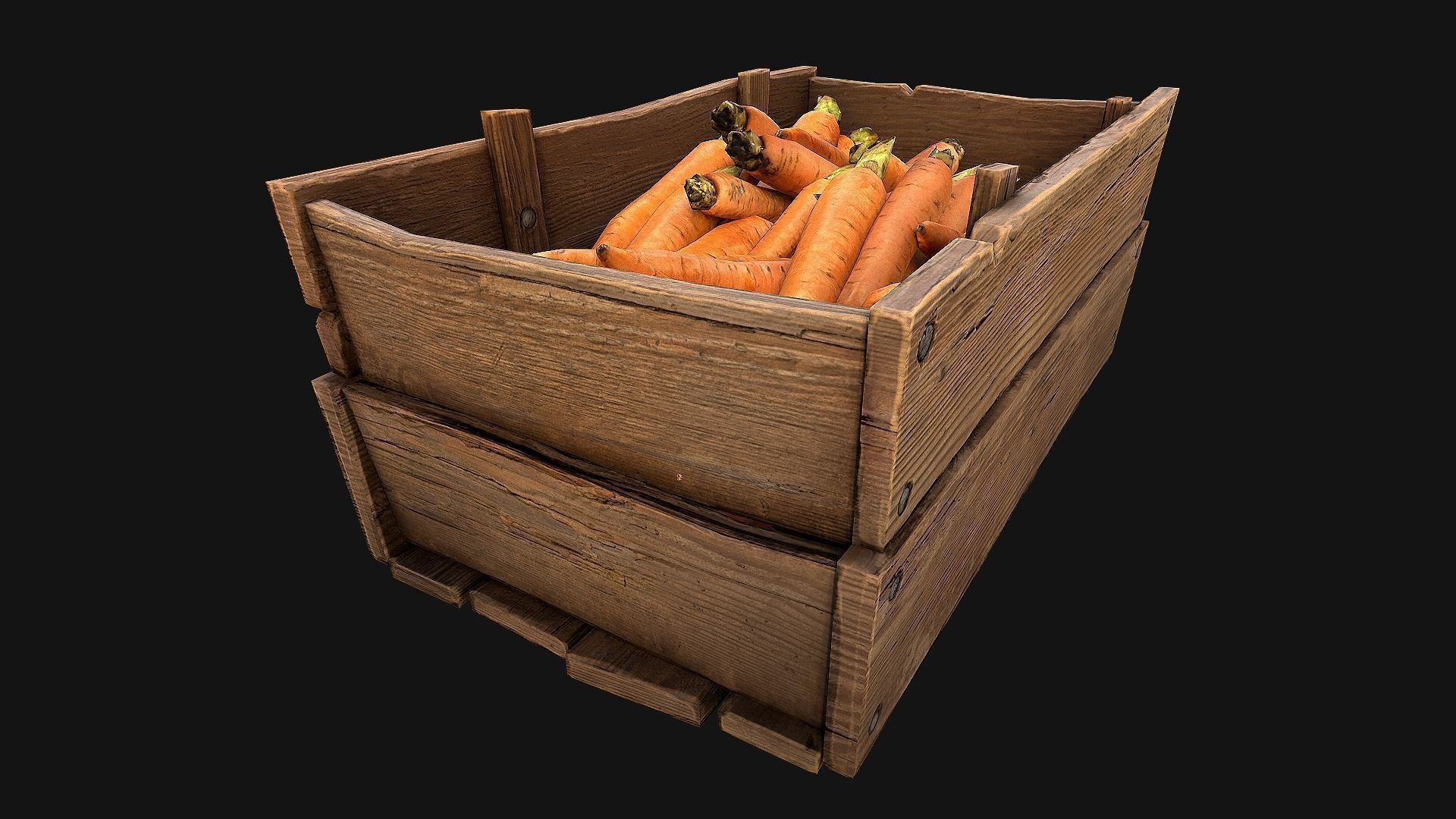 Carrots  Box Crate Stand Low-poly 3D model_20