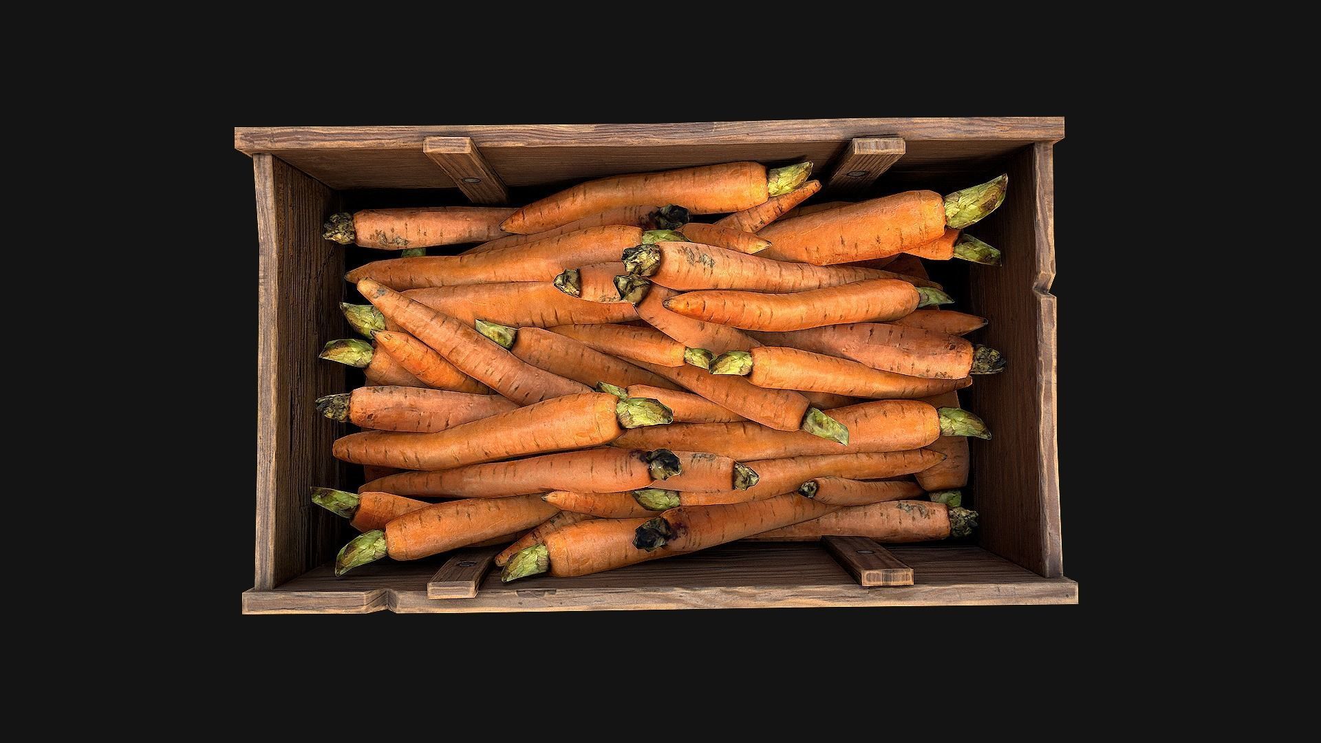 Carrots  Box Crate Stand Low-poly 3D model_22