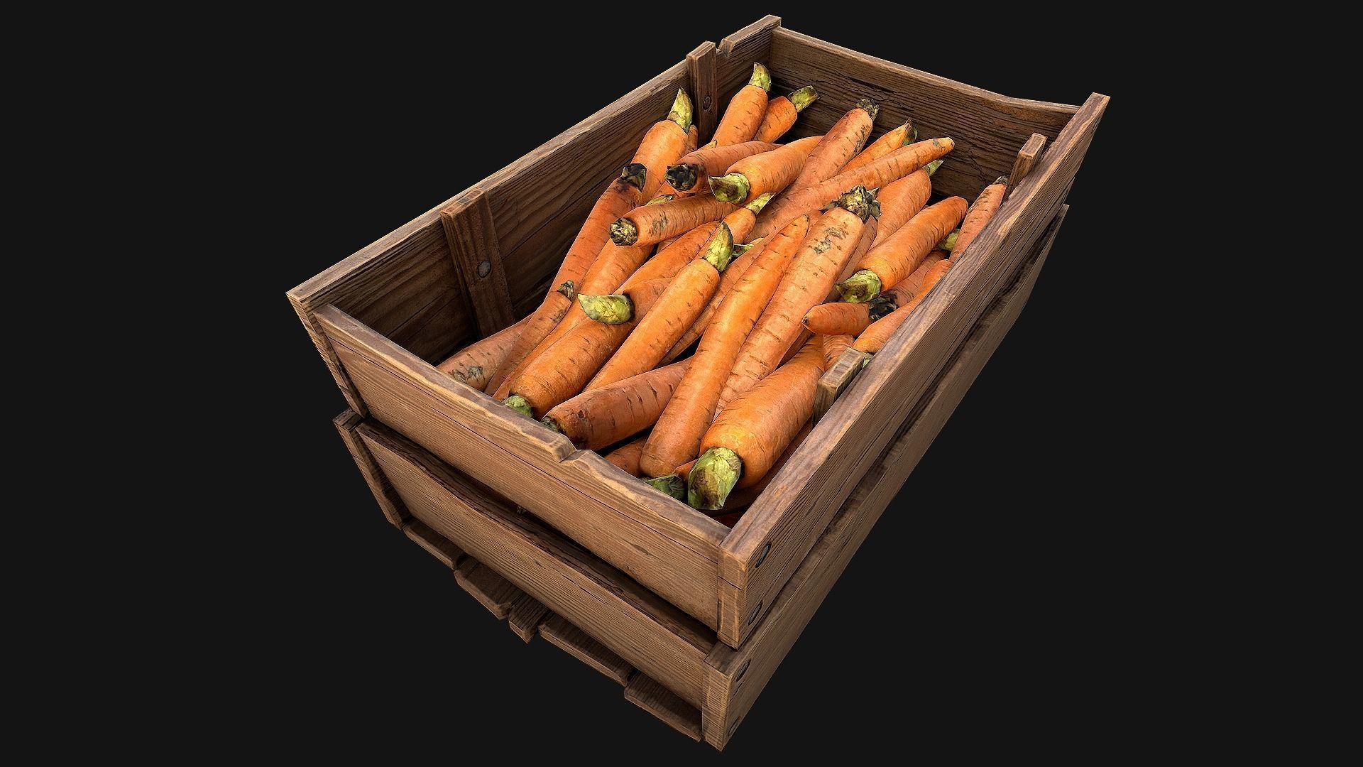 Carrots  Box Crate Stand Low-poly 3D model_23