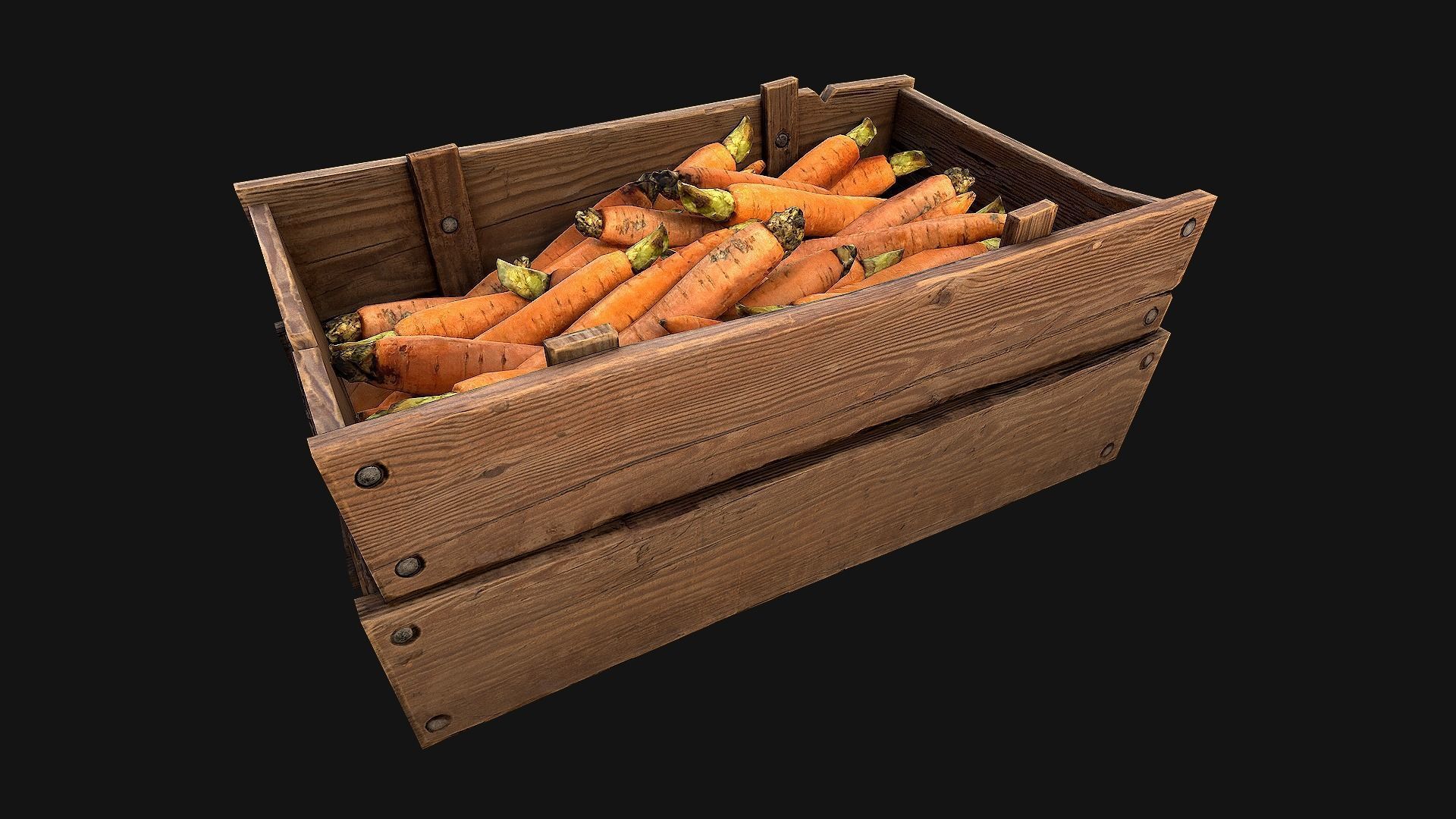 Carrots  Box Crate Stand Low-poly 3D model_17