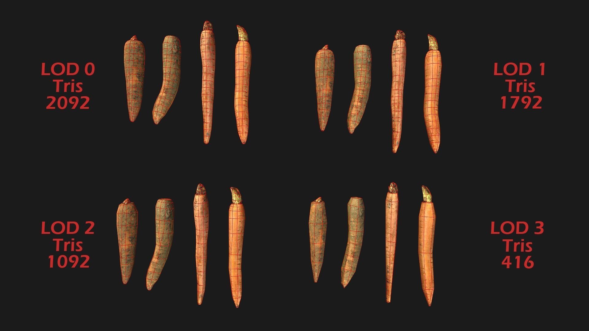 Carrots  Box Crate Stand Low-poly 3D model_7