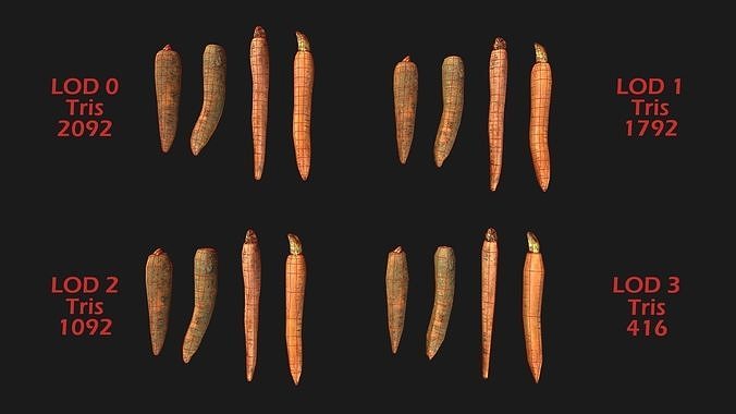 Carrots  Box Crate Stand Bazaar Stall Low-poly 3D model 7