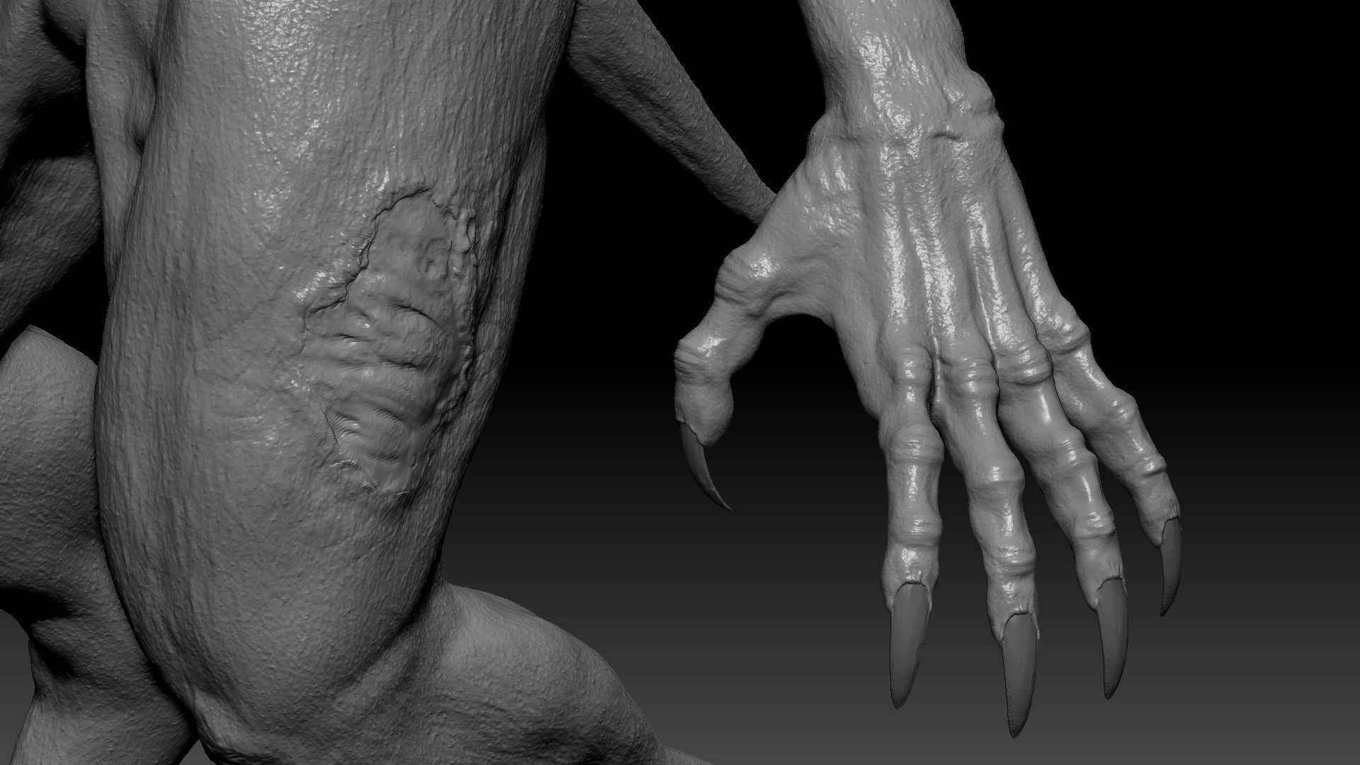Werewolf High Quality Sculpt 3D model_3