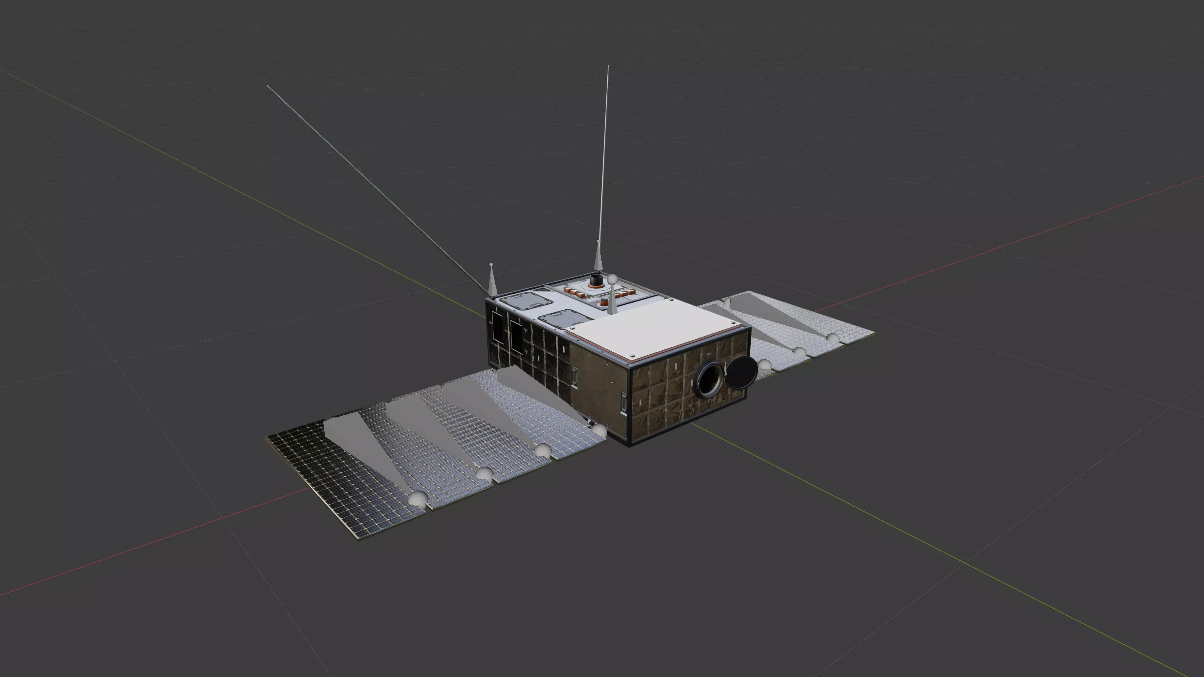 Cube Satellite Low-poly 3D model_11