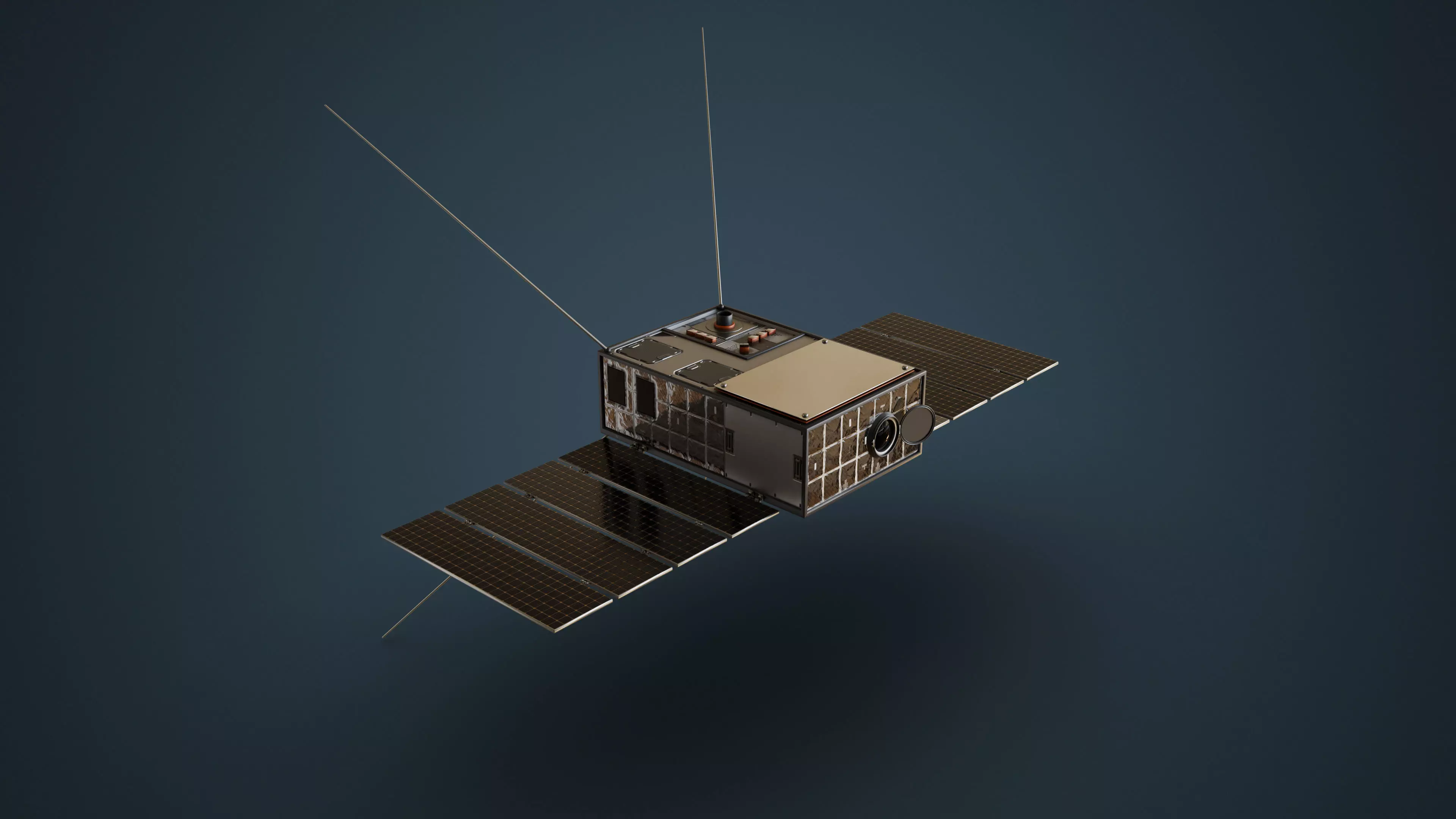 Cube Satellite Low-poly 3D model_3