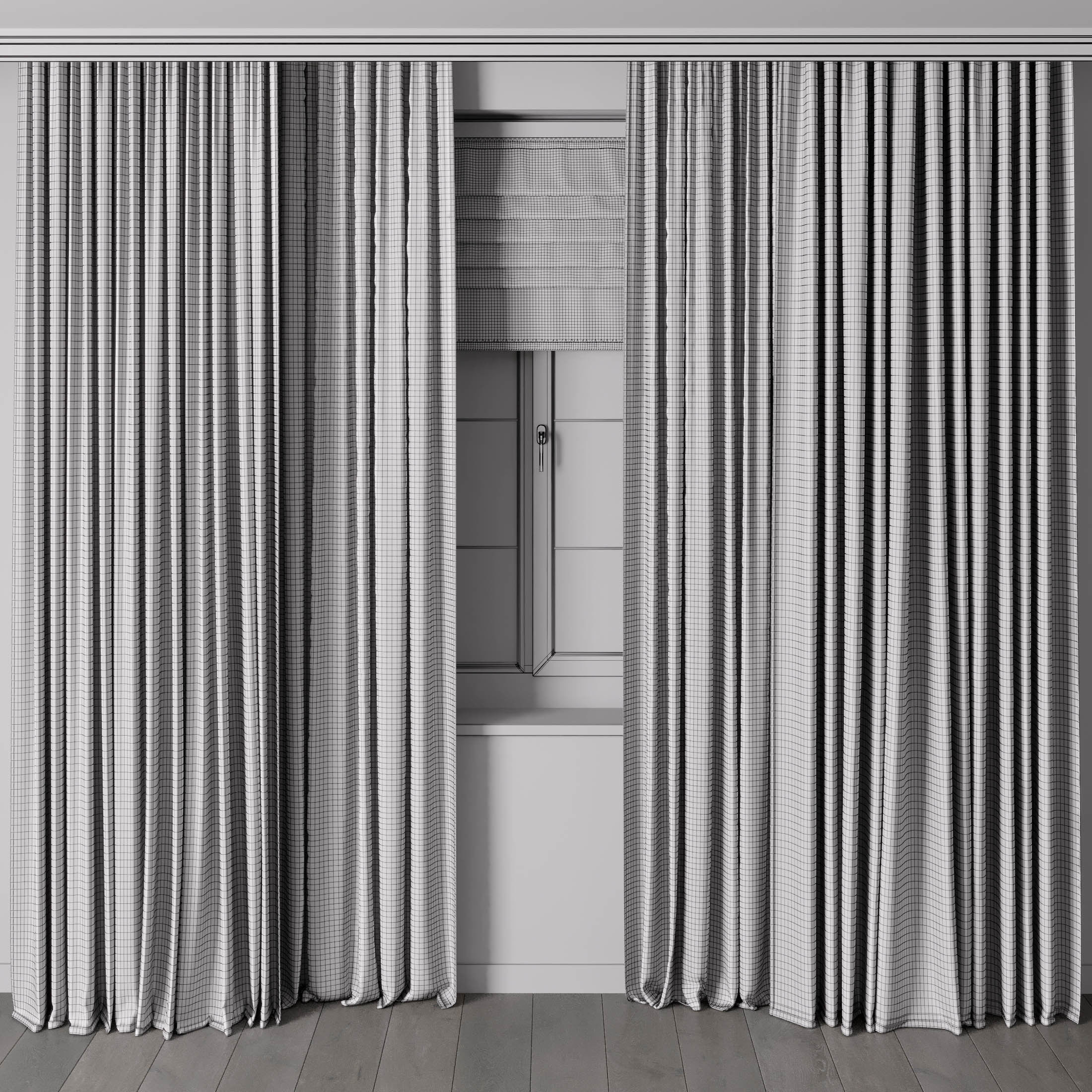 Hadi Curtain With Roman Blind 73 Low-poly 3D model_5