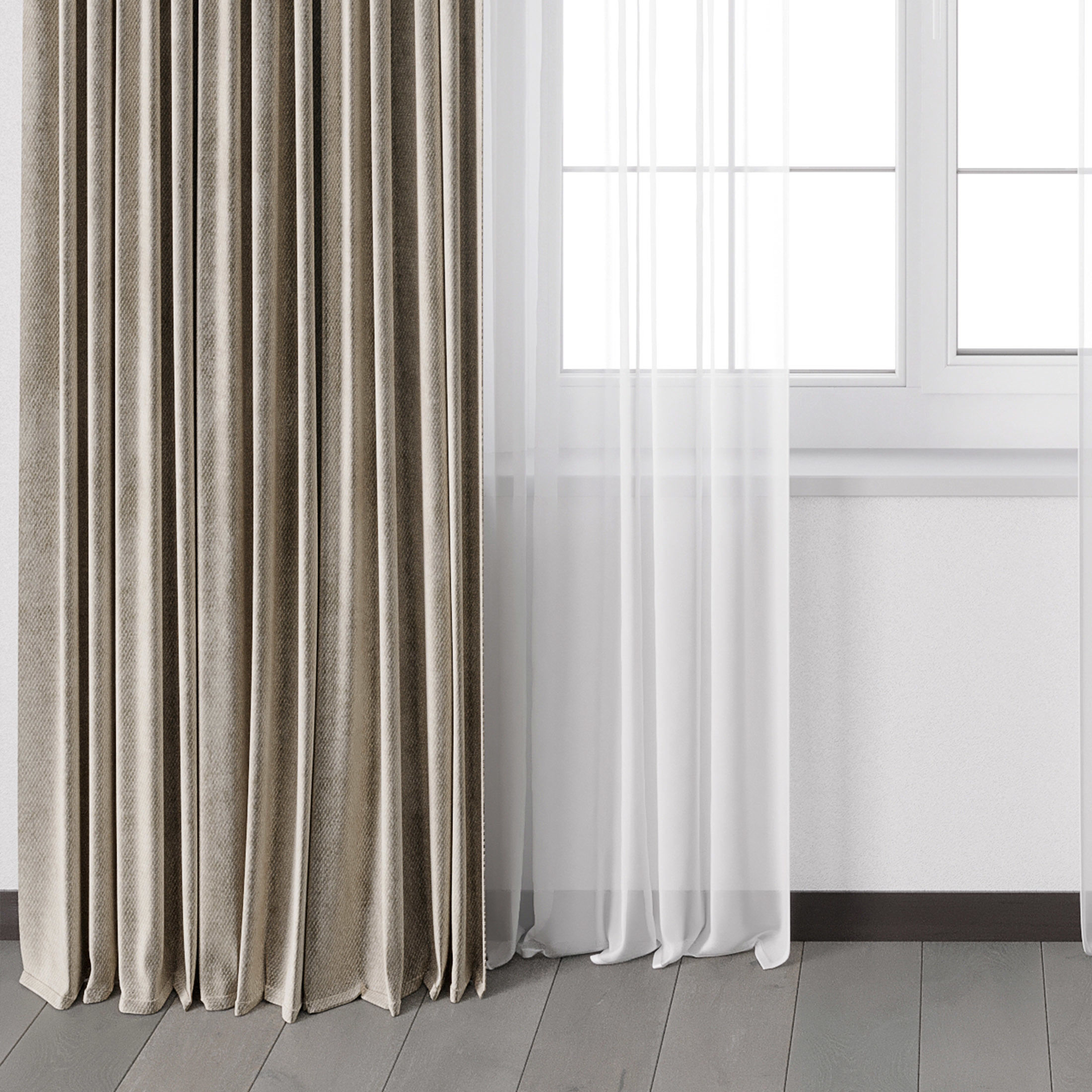 Hadi Curtain With Roman Blind 73 Low-poly 3D model_1