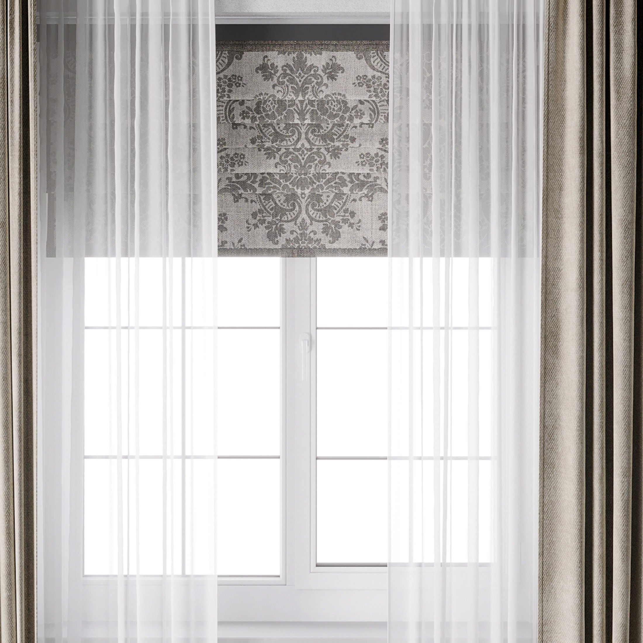 Hadi Curtain With Roman Blind 73 Low-poly 3D model_2