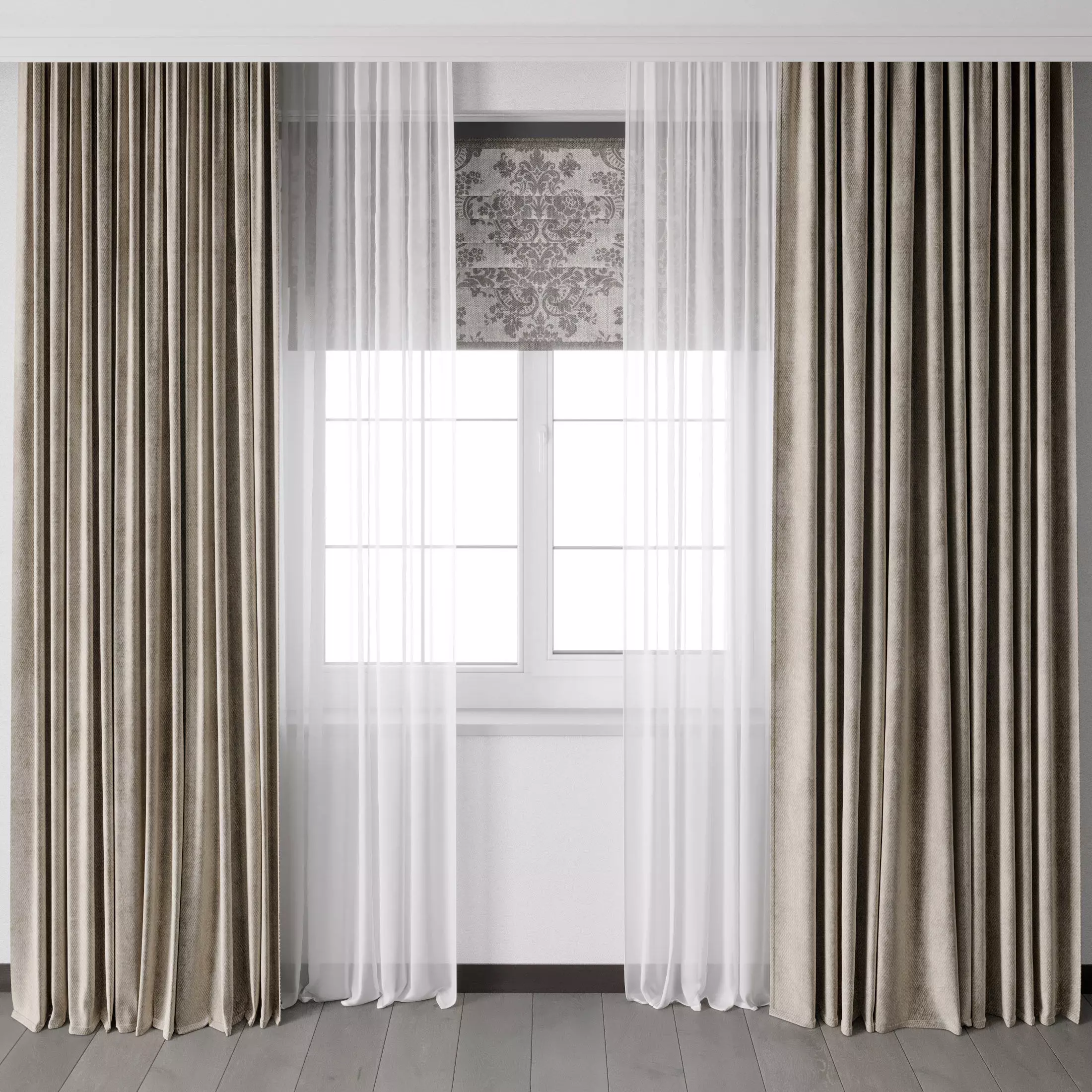 Hadi Curtain With Roman Blind 73 Low-poly 3D model_0