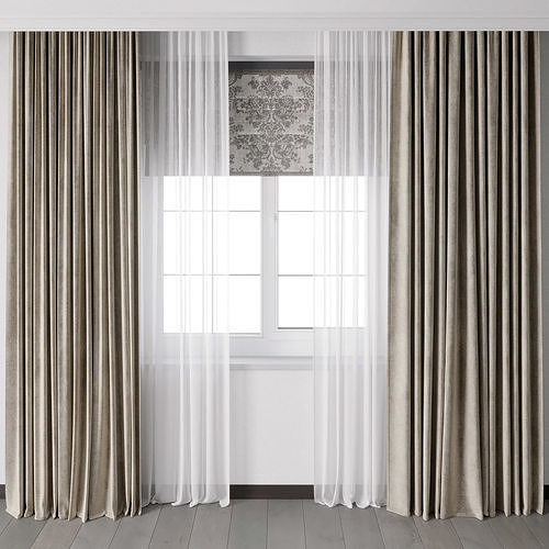 Hadi Curtain With Roman Blind 73 Low-poly 3D model