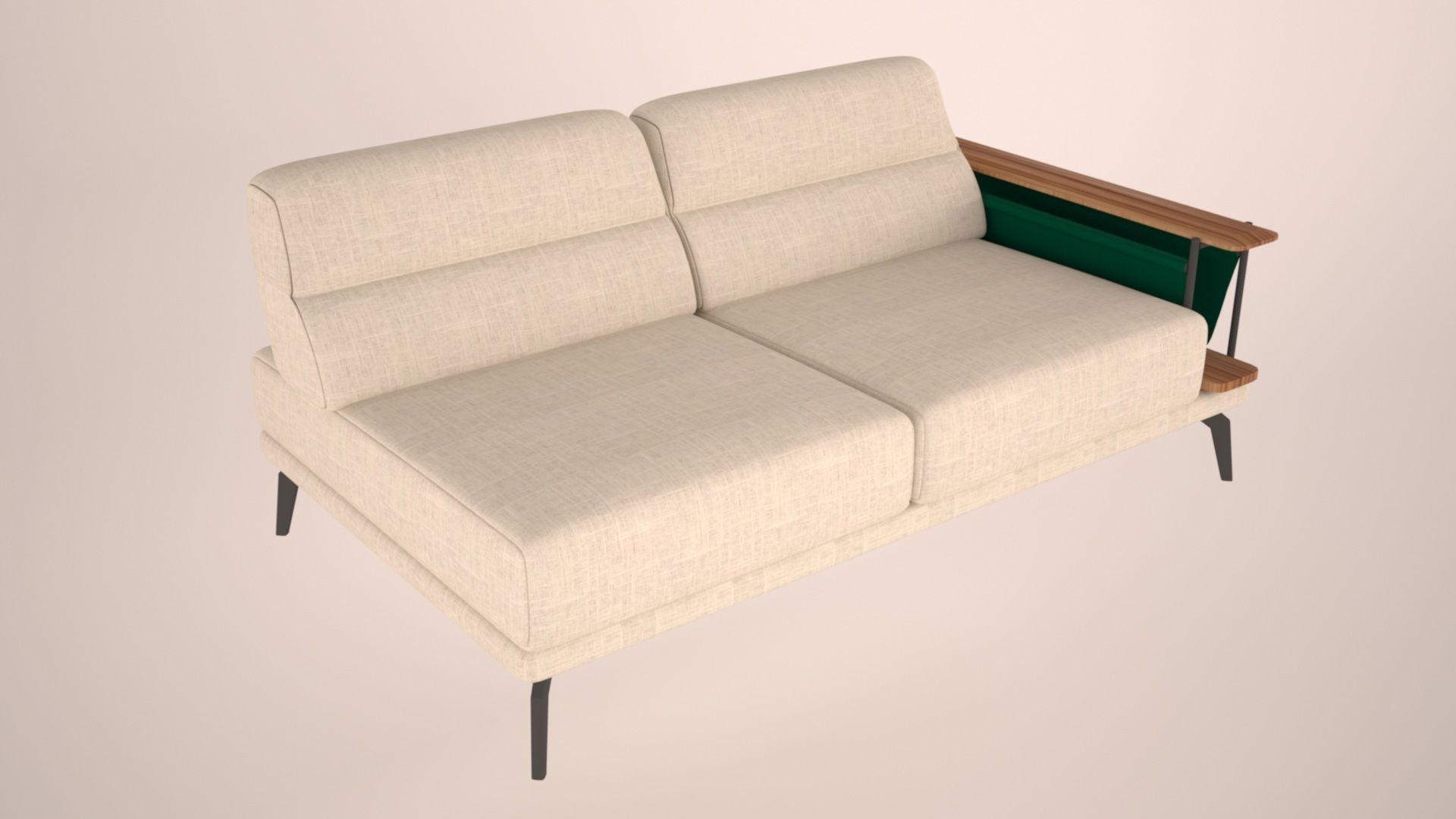 wooden sofa 3D model_3