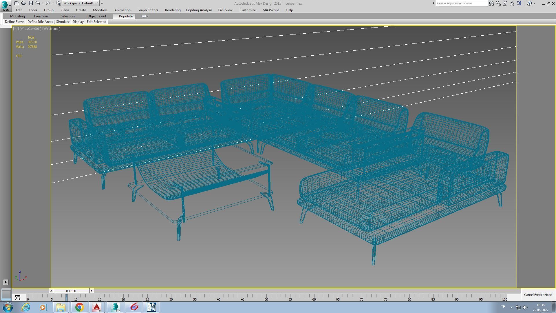 wooden sofa 3D model_6