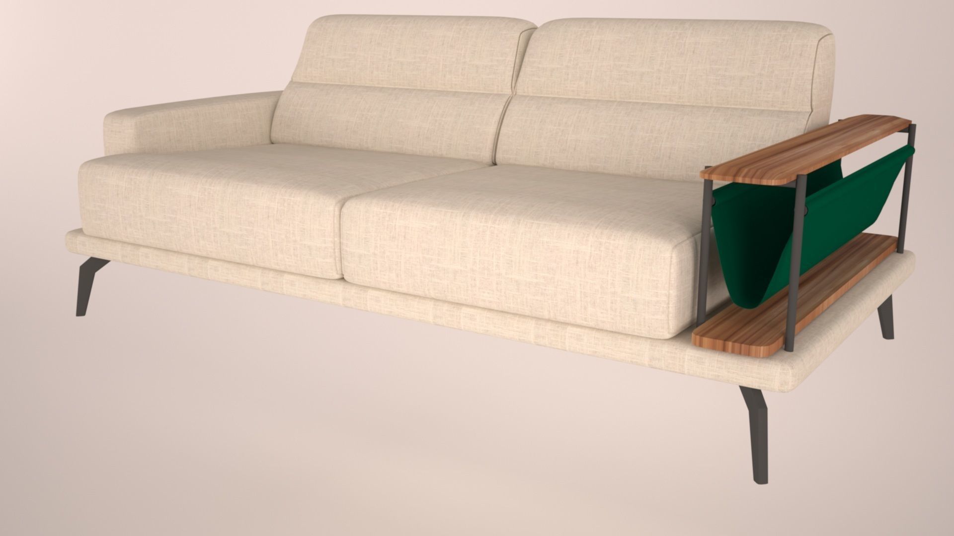 wooden sofa 3D model_5