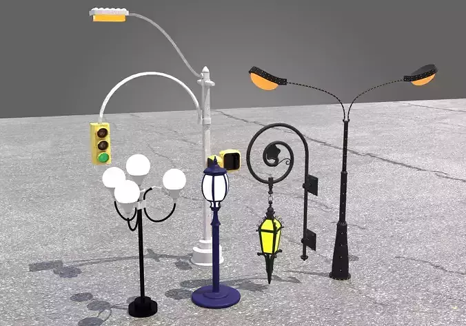 Street Lamps and Traffic Light