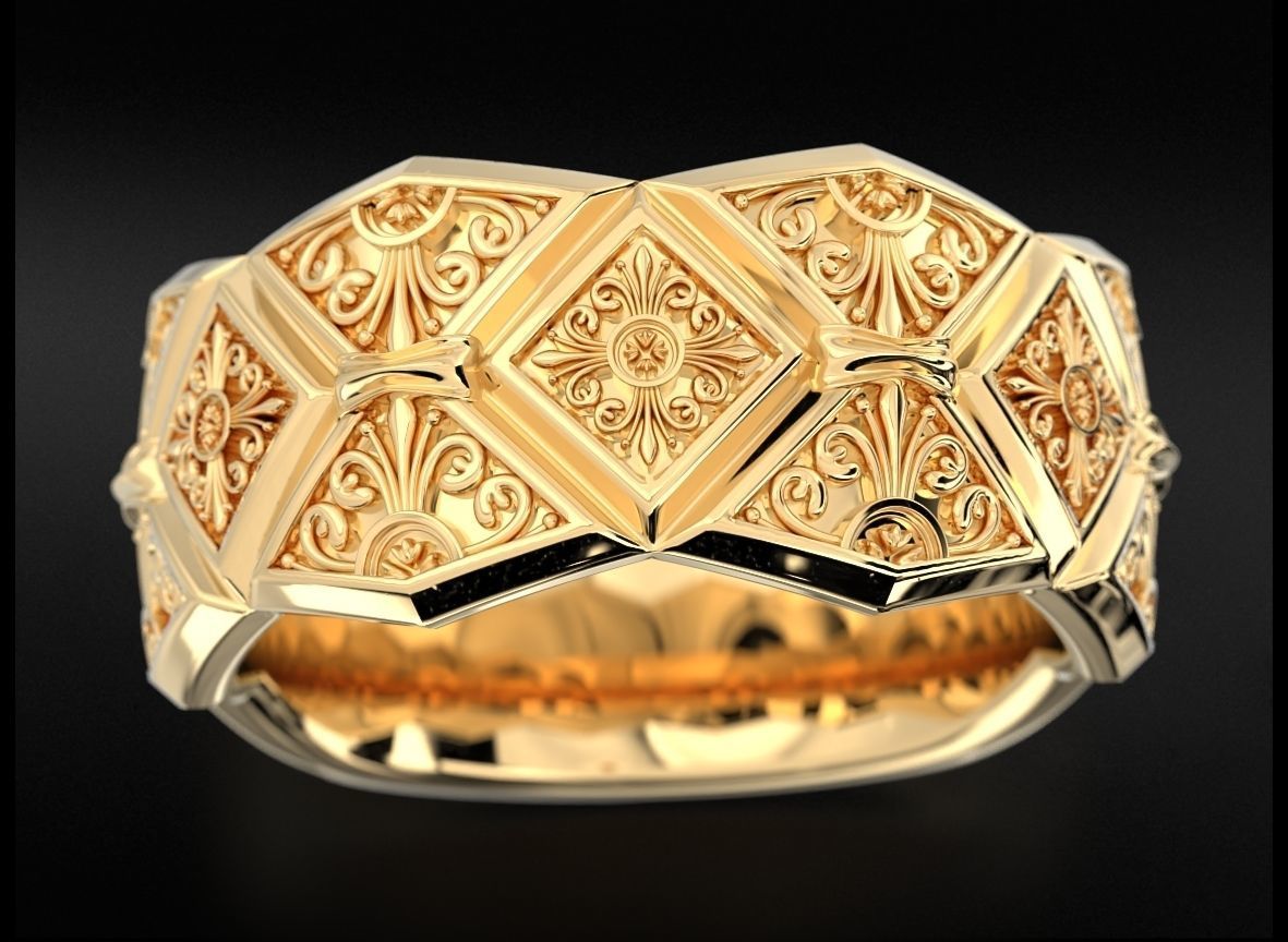 Massive ring with vintage patterns 734 3D print model_1
