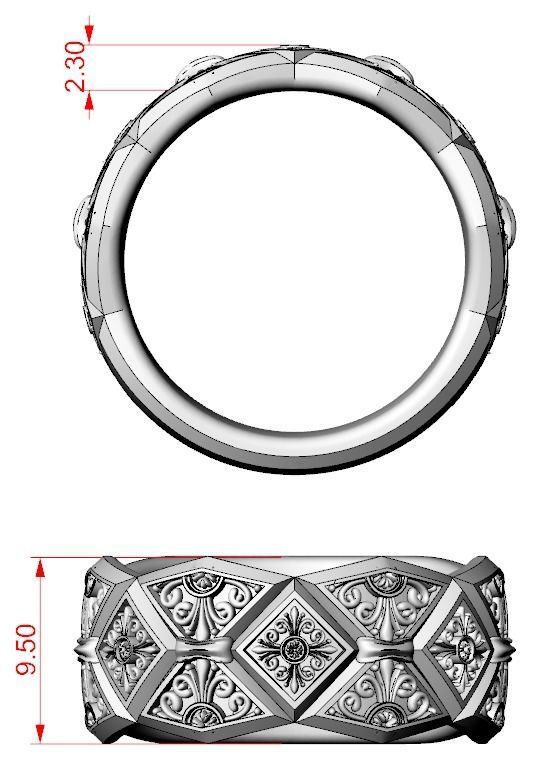 Massive ring with vintage patterns 734 3D print model_9