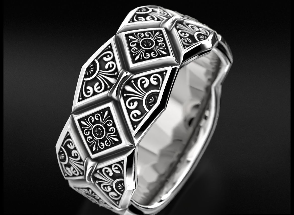 Massive ring with vintage patterns 734 3D print model_2