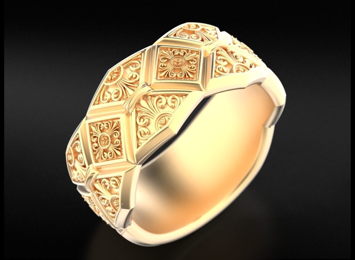Massive ring with vintage patterns 734 3D print model_5