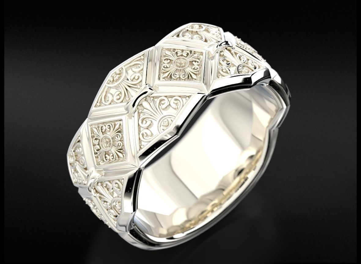 Massive ring with vintage patterns 734 3D print model_8