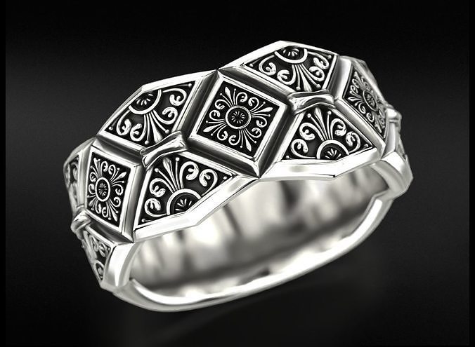 Massive ring with vintage patterns 734 3D print model